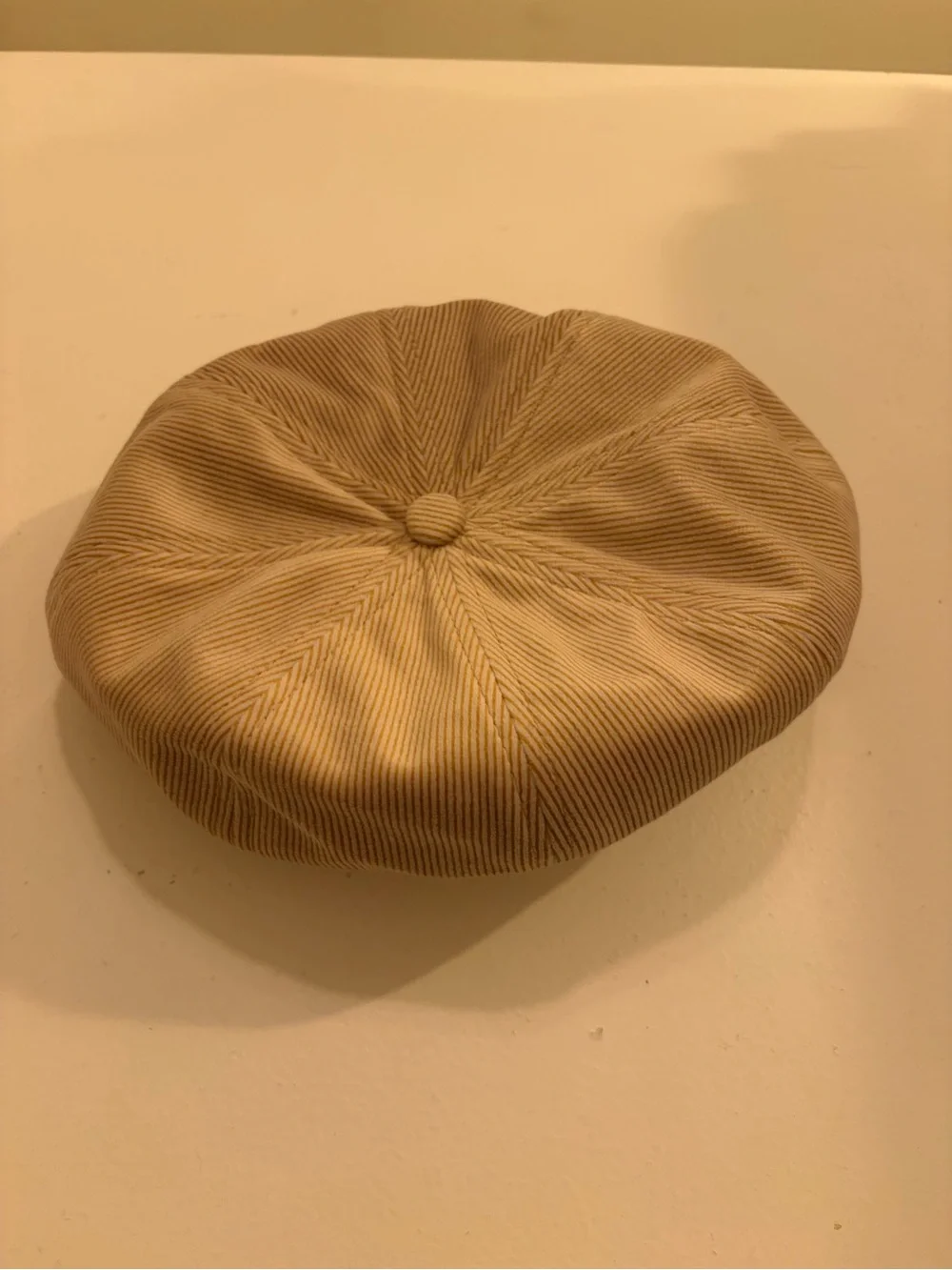 WYETH Beige Pinstripe Newsboy Baker Boy Cap One Size